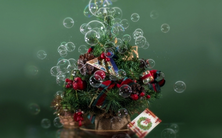 Bubbly Christmas! - red, decoration, bubbles, christmas, green