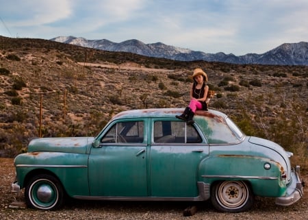 Little Cowgirl - hat, cowgirl, car, boots