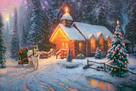 Christmas Chapel - christmas, snow, xmas, chapel