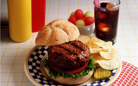 Hamburger and Coke - Chips, Coke, Hungry, Hamburger