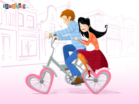 Loving Couple      - loving couple, hearts, couple, heart bike