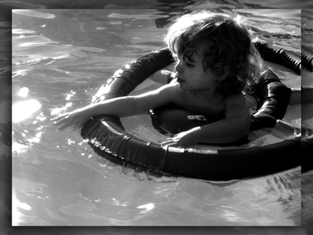 Shadow Swimming - family, pool, water, swimming