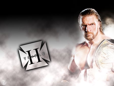 TRIPLE H - wrestling, wrestler, triple h, title, superstar, smoke, logo, triple