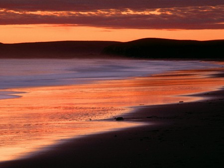 Sunset on the beach - beach, sunset, sand, low tide