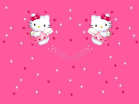 Hello Kitty - cupid, dress, angel, pink, stars, wings, hello kitty, cute, bow, hearts