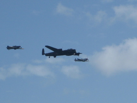 battle of britain memorial flight - britain, memorial, of, bornemouth, air, fesitval, 2009, raf, hurricane, battle, lancaster, ww2, flight, spitfire, bomber