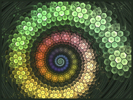 Happy Spiral - red, happy, spiral, yellow, circle, flood, green