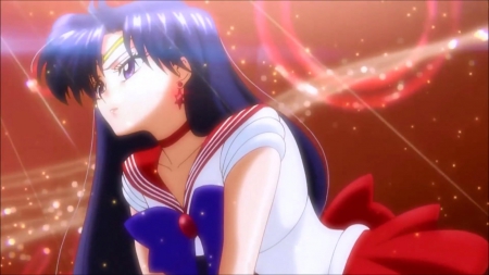 Sailor Mars - pretty, anime, female, long hair, sailor moon, red, nice, purple hair, anime girl, sailormoon, beautiful, girl, beauty, lovely, sweet, magical girl, sailor mars