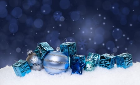 Blue Christmas - abstract, winter, christmasballs, blue