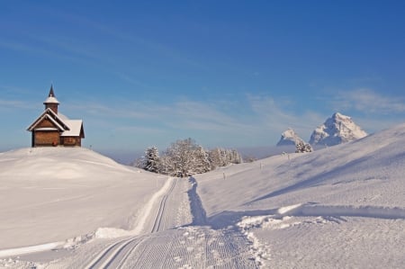 The Church in a Snow - winter, nature, church, snow