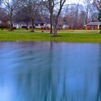 Blue backyard pond