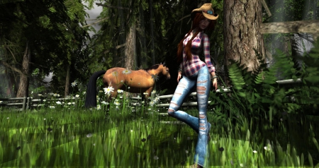 Fantasy Cowpoke - boots, fantasy, hat, cowgirl