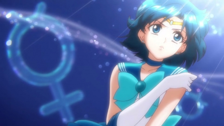 Sailor Mercury - ami, beauty, nice, female, ami mizuno, anime girl, fantasy, pretty, anime, short hair, sailor mercury, mizuno, girl, magical girl, lovely, sailor moon, blue hair, blue, beautiful, sweet, sailormoon