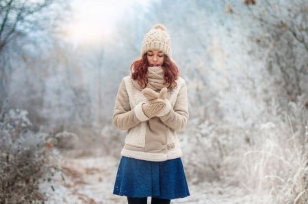 ♥♥ - snow, winter, lady, blue