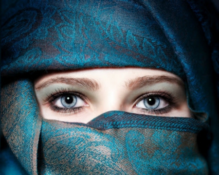 Mysterious Beauty - woman, veil, model, eyes