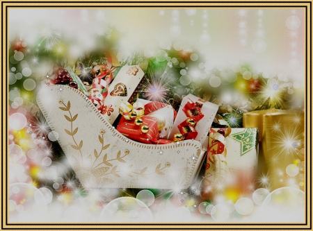 Sweet Christmas - sweets, glitter, parcels, decoration, gifts