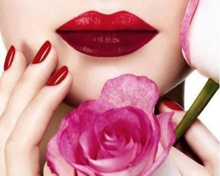 Red Lips - lips, red, flower, rose