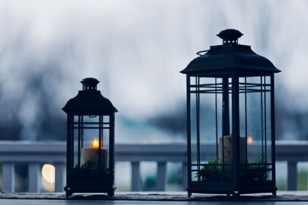 * - candle, lantern, blue, light, table, decoration