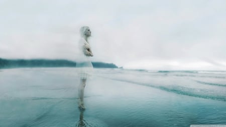 Roaming Spirit - white, fantasy, ghost, water, spirit, transparent, female, woman