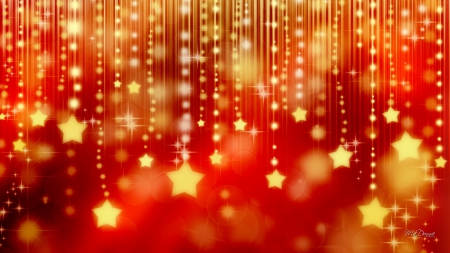 Shine of Golden Stars - bokeh, stars, red, feliz navidad, shine, christmas, lights