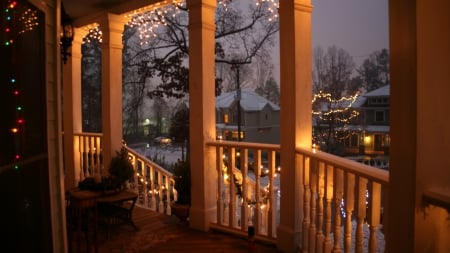 Christmas Porch - houses, porch, architecture, christmas, lights