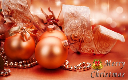 Christmas Warmth - christmas, pearls, glitter, ornaments, ribbon, peach