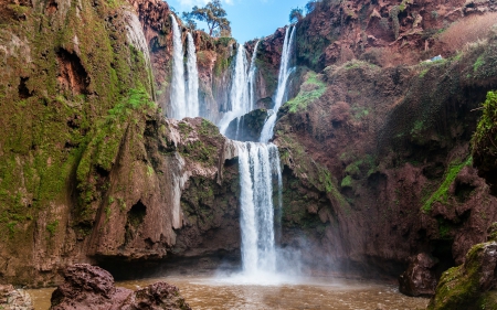 Ouzoud Waterfall, Morocco - nature, morocco, waterfall, rocks