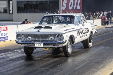 Plymouth - white, classic, mopar, dragstrip