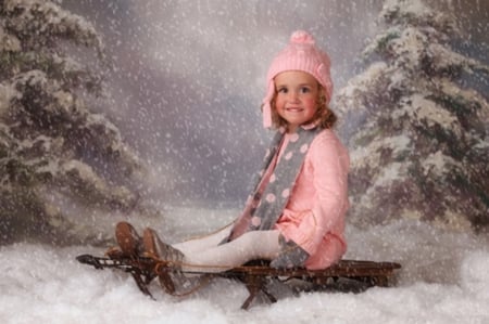 Cute little girl - winter, girl, snow, happy