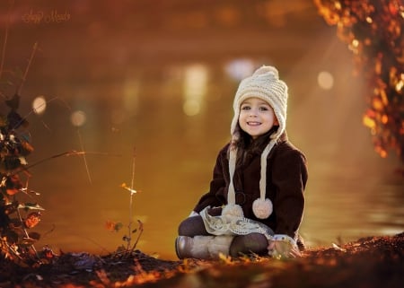 Autumn girl - autumn, girl, smile, little girl, cute, happy