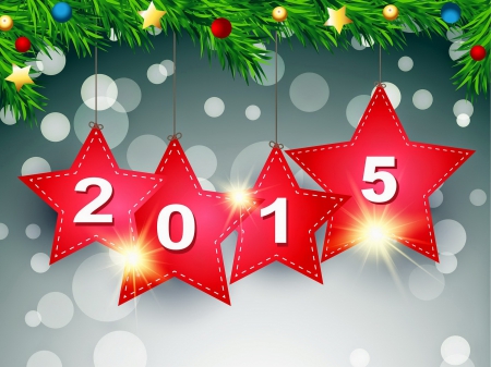 Happy New Year! - pretty, branch, decoration, happy new year, beautiful, stars, happy, wishes, 2015, new year, background