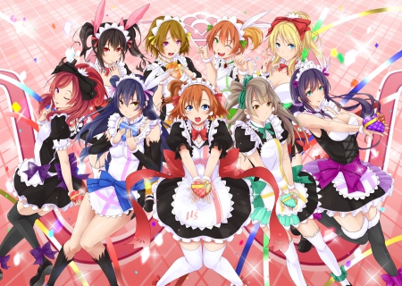 These Are For You!! - girls, dresses, anime, love live school idol project, presents, friends