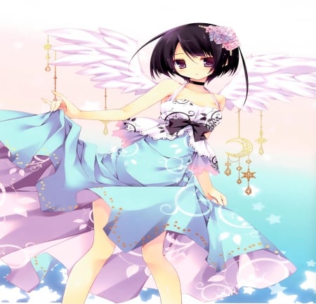 Cute Angel - art, girl, angel, wings, orginal, cute, dress