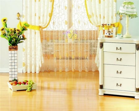 Home Style - cabinet, home, curtain, floor