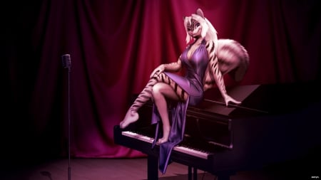 ZigZag on piano - zigzag, piano, furry, skunk, sabrina online, tiger