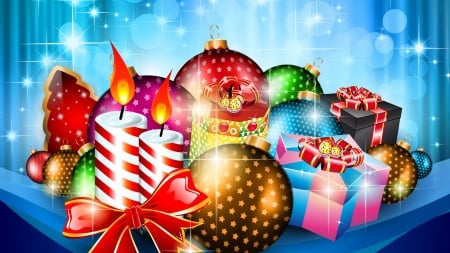 All Things Christmas - christmas, abstract, ornaments, presents, 3D and CG, candles