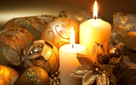 Winter Holidays - winter, christmas, candles, gold