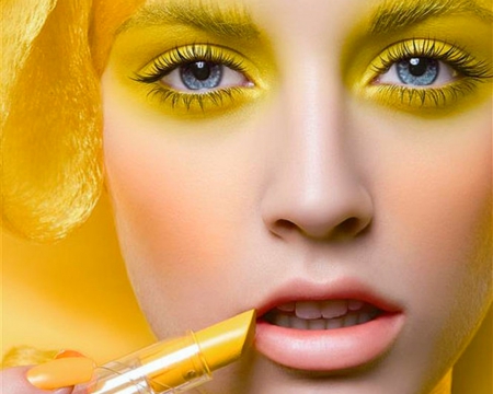 Pretty Face - face, make up, yellow, woman