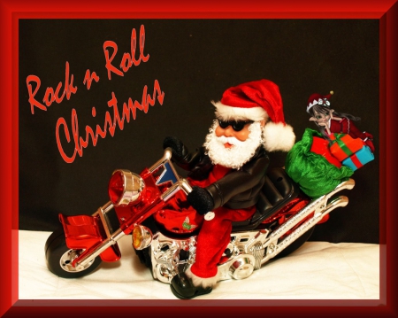 Rock And Roll Christmas - chopper, xmas, christmas, cool santa