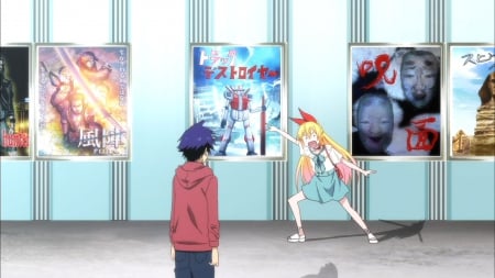 I Want To See This Movie! - Blonde Hair, Anime Girl, Dress, Nisekoi, Anime, Ribbon, Red Jacket, Long Hair, Bow, Wallpaper, Blue Hair, Anime Guy, Red Bow, Chitoge Krisaki, Raku Ichijo, Red Ribbon