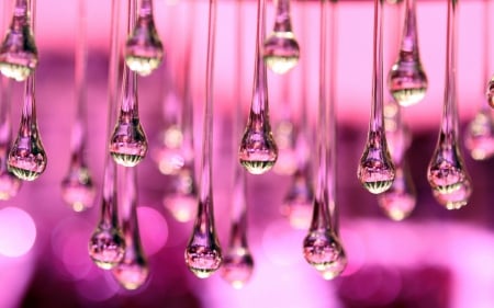 Icicles - ice, glass, figurine, pink, water drops, icicles, christmas