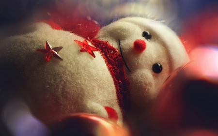 Snowman - white, red, decoration, snowman, christmas