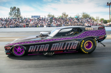 The-Nitro-Militia-AA-FC - race, purple, track, funny car