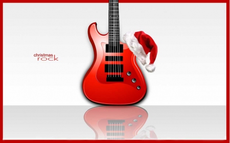 Christmas Rock - abstract, guitar, red, photography, santa hat, christmas