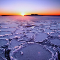 Sunset on the frozen sea