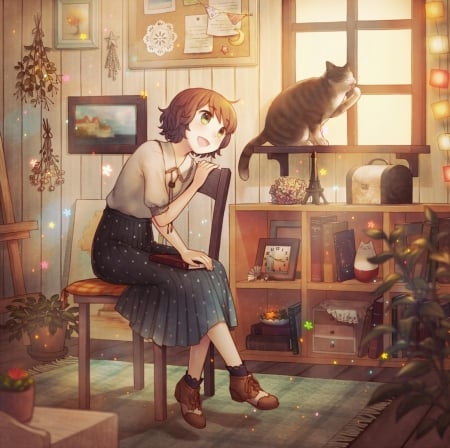 Girl's Room - girl, cute, room, orginal, love, indoor, cat