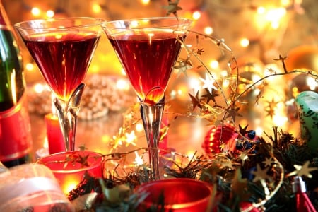 New Years Cocktail - deco, holidays, celebration, cocktail, SkyPhoenixX1, xmas, fireworks, abstract, winter, decoration, decor, photography, christmas decoration, party, drink, christmas, new years eve, glasses, 2015, lights, new year