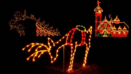 Christmas Lighting - christmas, abstract, christmas lights, 3D and CG, reindeer, lighting