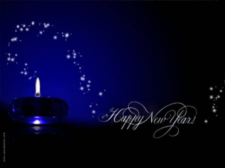 New Year Candle - Black, Candle, Blue, New Year