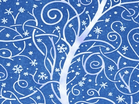 Winter Tree Abstract - Snowflakes, Winter, Tree, Swirls